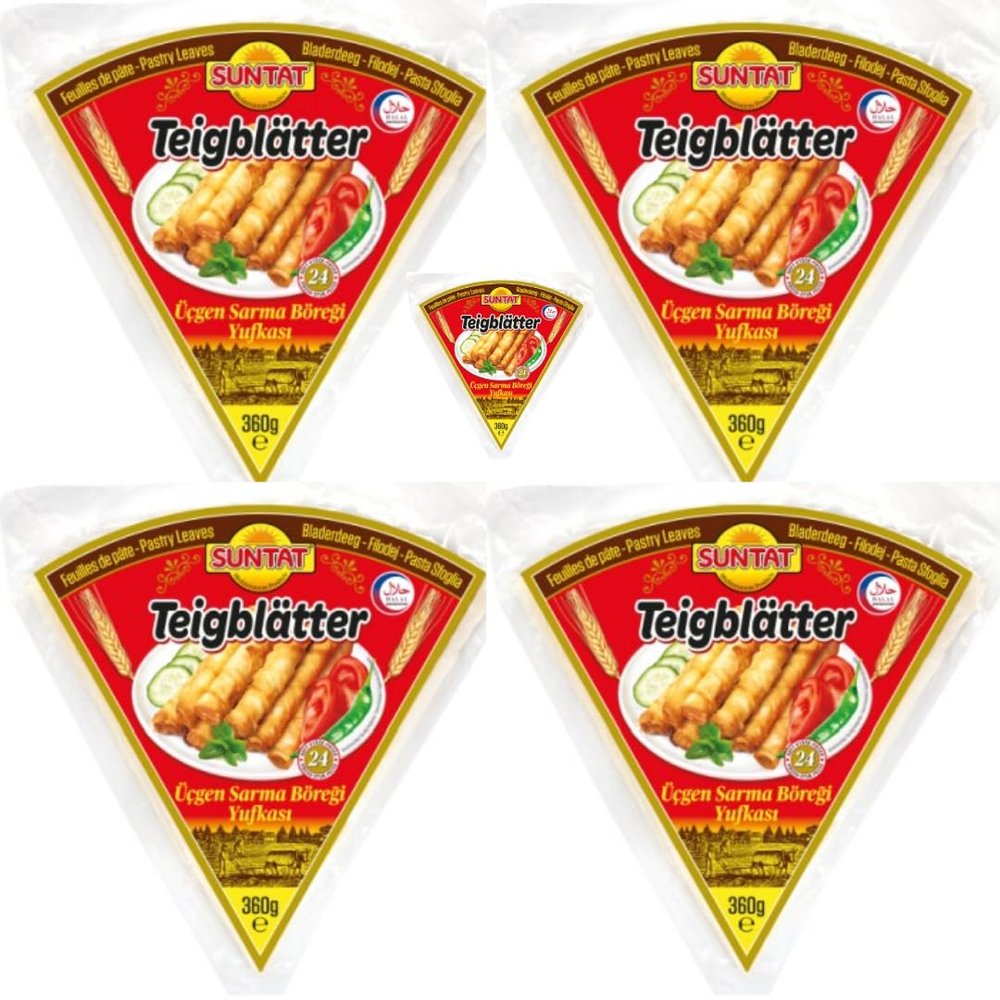 SUNTAT Pastry Leaves phyllo dough Triangle Phyllo Pastry Sheets 360 Gram x 5 Packs by Pufai Grocery