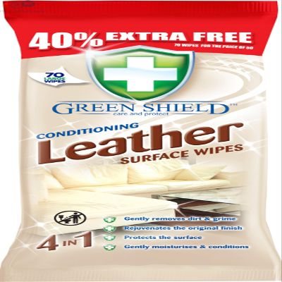 Dilruba Greenshield Leather Wipes 4 in 1 Solution Conditioning Surface Wipes for Sofa, Car, Chair Shoes and Bags 2x packs