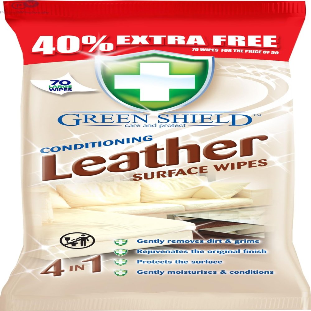 Dilruba Greenshield Leather Wipes 4 in 1 Solution Conditioning Surface Wipes for Sofa, Car, Chair Shoes and Bags 2x packs