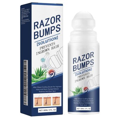Razor Bumps Treatment for Women and Men, After Shave Solution Roll-On for Ingrown Hairs, Razor Bump Treatment for Face,Neck, Legs, and Underarm Area, Ingrown Hair SerumazorSmooth Skin(90ml)