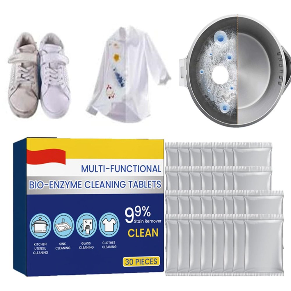 Multi-Functional Bio-Enzyme Cleaner, All-Purpose Kitchen & Bathroom Dissolving Tablets (1 Box)