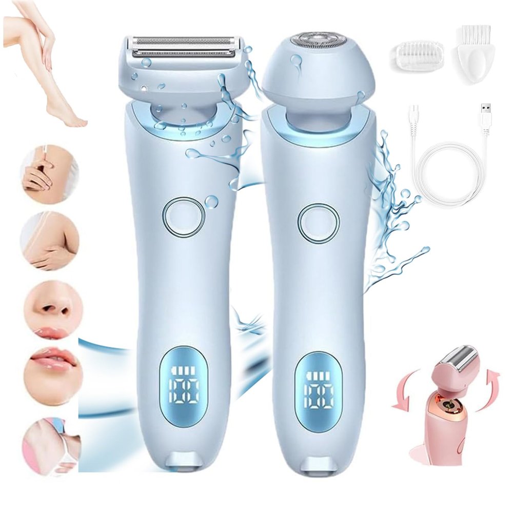 Silkglide Pro - 2025 Best Silk Glide Razor, 2 in 1 Electric Shaver Razors for Women, Silk Glide Epilator Painless Hair Removal at Home, Wet & Dry (Blue)