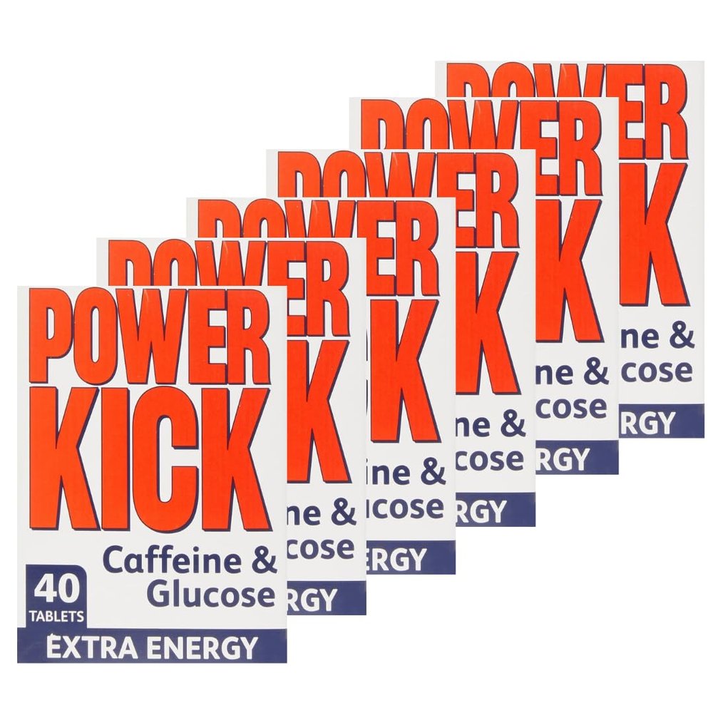 Power Kick Extra Energy Caffeine & Glucose 240 Tablets | Pack of 6 (6 x 40)