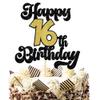 1 Pack Happy 16th Birthday Cake Topper Glitter 16 Fabulous Cake Pick Cheers to 16 Years Birthday Cake Decorations for Happy Birthday Theme Party Supplies view 1