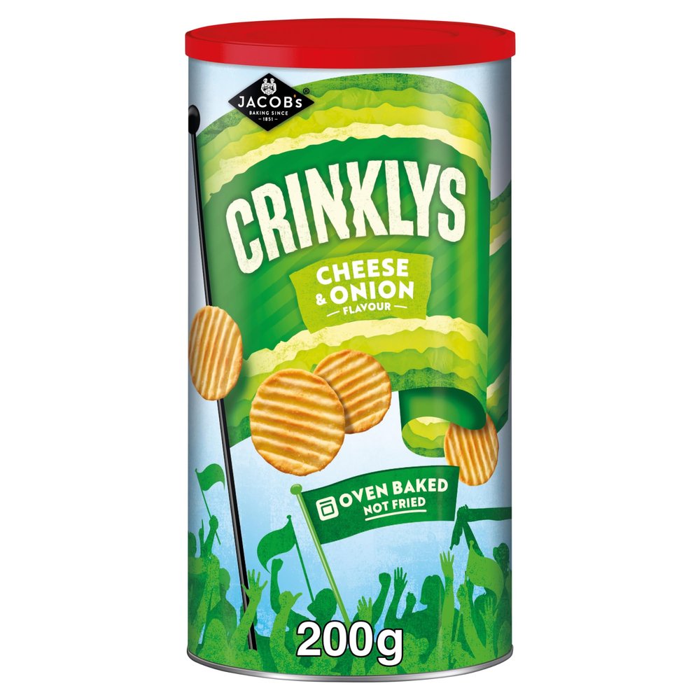 JACOB'S Crinklys Cheese & Onion Baked Snacks Caddy, 200 g (Pack of 1)
