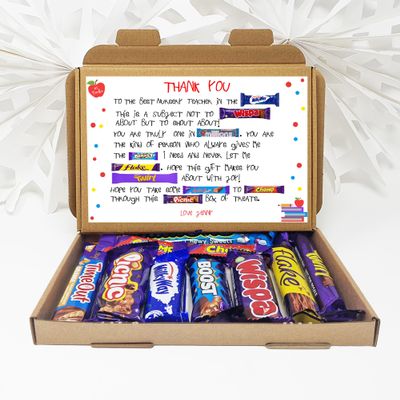 Personalised Teacher Poem summer gift Poem Treat Box Hug in a box, hamper gift, thank you gift (Nursery Teacher - Younger Font - Me/I)