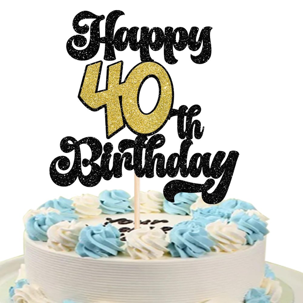1 Pack Happy 40th Birthday Cake Topper Glitter 40 Fabulous Cake Pick Cheers to 40 Years Birthday Cake Decorations for Happy Birthday Theme Party Supplies