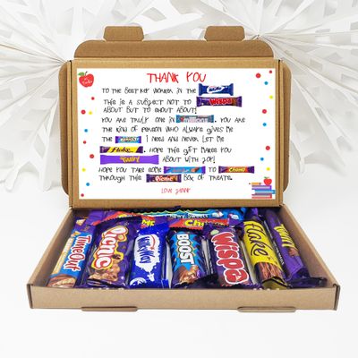 Personalised Teacher Poem Summer Gift Poem Treat Box Hug in a Box, Hamper Gift, Thank You Gift (Key Worker - Younger Font - Me / I)