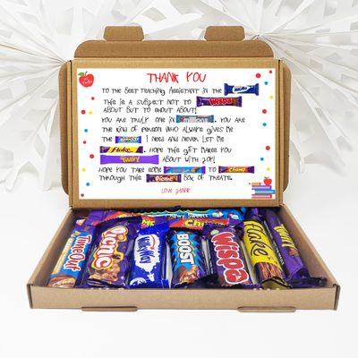 Personalised Teacher Poem summer gift Poem Treat Box Hug in a box, hamper gift, thank you gift (Teacher Assistant - Younger Font - Me/I)