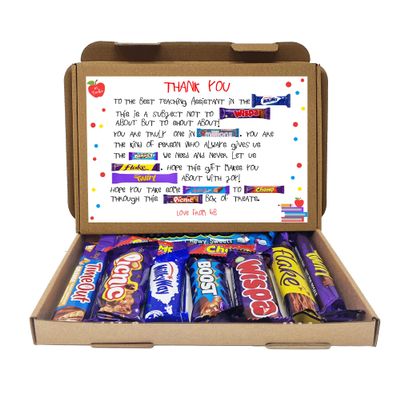 Personalised Teacher Poem Summer Gift Poem Treat Box Hug in a Box, Hamper Gift, Thank You Gift (Teacher Assistant - Younger Font - We / Us)