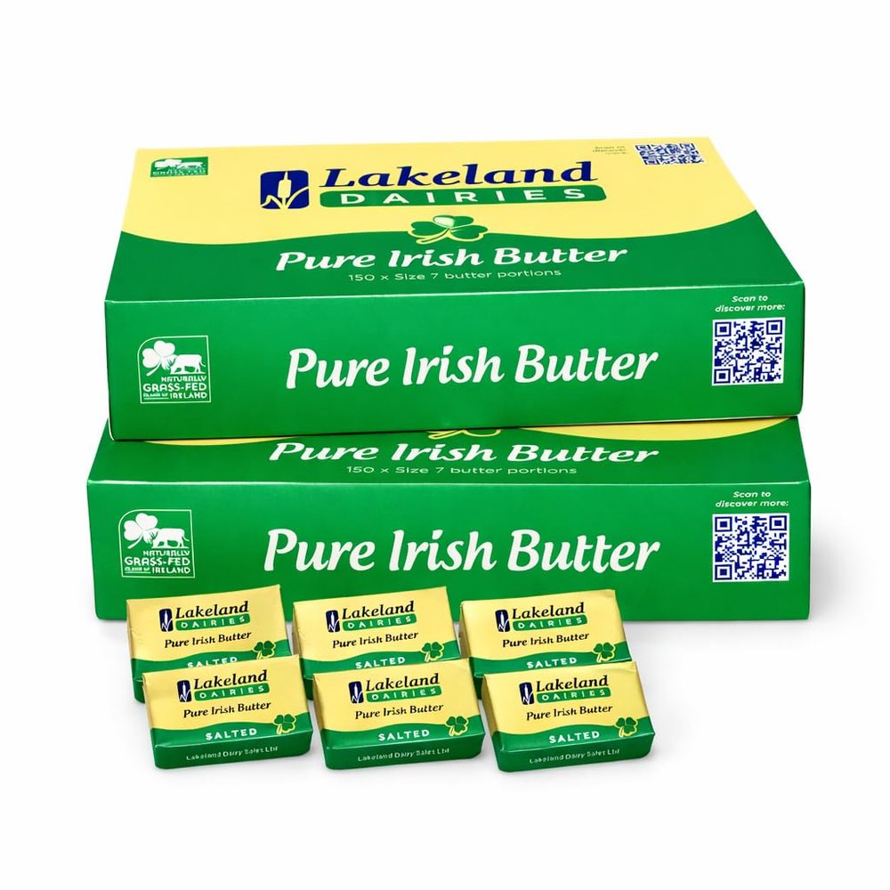 Lakeland Irish Butter 2 x 150 Individual Foil Wrapped Portions 6.2g - From GREAT BRITISH TRADING LIMITED