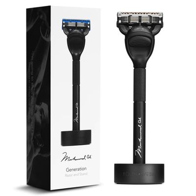 Bolin Webb, Generation Razor, Muhammad Ali Special Edition, Gillette Fusion 5 Proglide Blade with Aluminum Stand, Razors for Men, Black