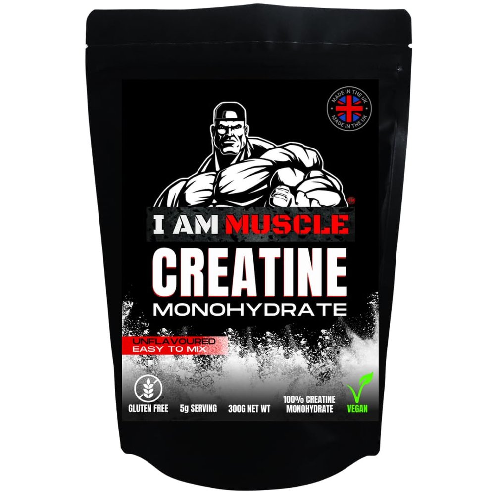 I AM MUSCLE Creatine Monohydrate Powder, 100% Pure Creatine Monohydrate, 300g - Improve Physical Performance, Muscle Strength & Recovery, UK Premium Manufacturer, 60 x 5g Servings