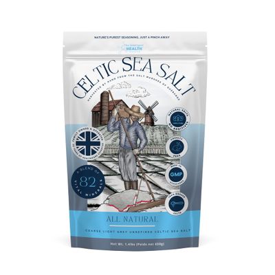 The Intelligent Health Celtic Sea Salt - Unrefined Light Grey Coarse Salt, Hand-Harvested in Gurande France - Natural, Kosher, Rich in 82 Vital Minerals - 650g