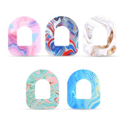 25pcs Adhesive Patches for Omnipod, Waterproof Sensor Patches Stickers Pre-Cut Sweatproof Breathable Sensor Cover Adhesive CGM Tape Compatible with Omnipod 5 (Marble Texture)