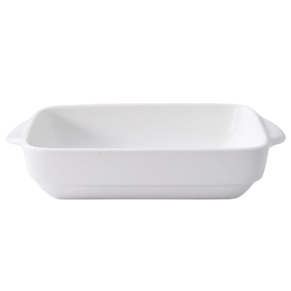 Ceramic Bakeware Square Cake Pan Casseroles Rectangle Tray Ceramic Dish Ceramics Serving Platters-White||21.5x14x4.5cm