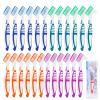 24 Pcs Denture Brush Set for False Teeth, Double Sided Denture Cleaning Toothbrushes with Soft Bristles and Ergonomic Anti-Slip Handle, Denture Cleaner Brush for Adults, (Green,Purple,Blue,Orange) view 1