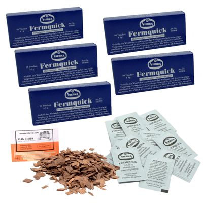 5 x Vierka Nutrient for Wine Yeast Fermquick 10 x 1g + French Oak Chips - Wine Nutrient, Nutrient for Winemaking Yeast
