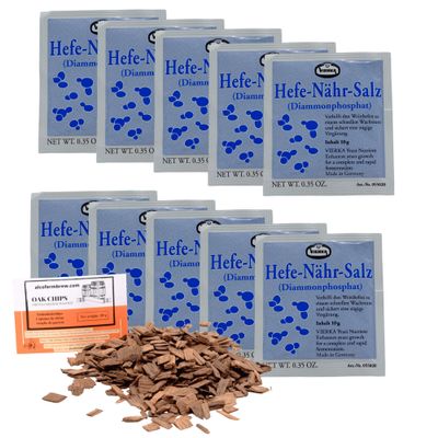 10 x Vierka Nutrient for Wine Yeast 10g + French Oak Chips - Wine Nutrient, Nutrient for Winemaking Yeast