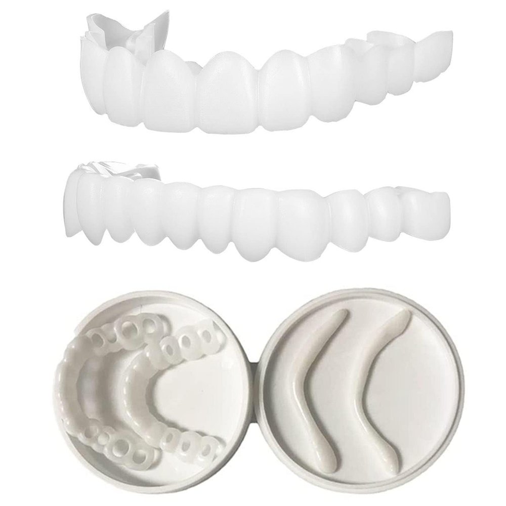 Wttfc Teeth Veneers,2 Pairs Clip in Veneers Teeth, Fake Teeth,White Teeth Clips on Veneers Top And Bottom,Veneers for Men And Women with Bad Teeth