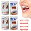 Denture Reline Kit,2 Pair,False Teeth,Teeth,False Teeth Set,Dentures,Soft Denture Reline Kit,Snap-On Denture Silicone Denture Top and Bottom, Denture Soft Relining Kit,Natural Tones view 1