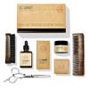 Le Savant Beard Grooming Kit - Premium Beard Oil, Beard Balm, Sandalwood Comb, Styling Brush & Stainless Steel Scissors - Sandalwood Scent - Wooden Gift Box. view 1