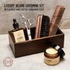 Le Savant Beard Grooming Kit - Premium Beard Oil, Beard Balm, Sandalwood Comb, Styling Brush & Stainless Steel Scissors - Sandalwood Scent - Wooden Gift Box. view 4