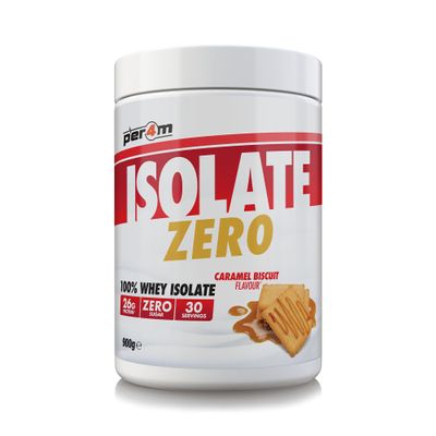 Per4m Isolate Zero Premium Whey Protein Powder | Superior Flavour Ultra Filtered + Amino Acids | Fast Absorbing Zero Sugar Gluten Free Shake for Lean Muscle & Recovery (900g, Caramel Biscuit)