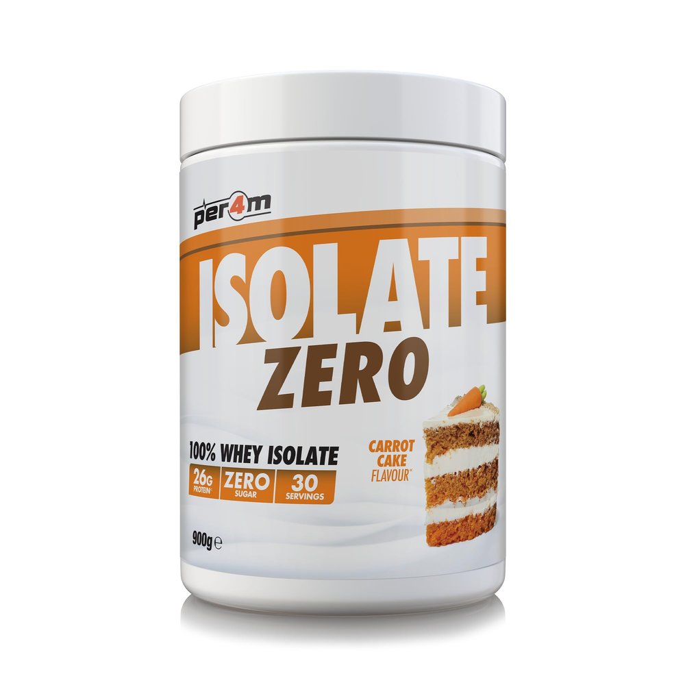 Per4m Isolate Zero Premium Whey Protein Powder | Superior Flavour Ultra Filtered + Amino Acids | Fast Absorbing Zero Sugar Gluten Free Shake for Lean Muscle & Recovery (900g, Carrot Cake)