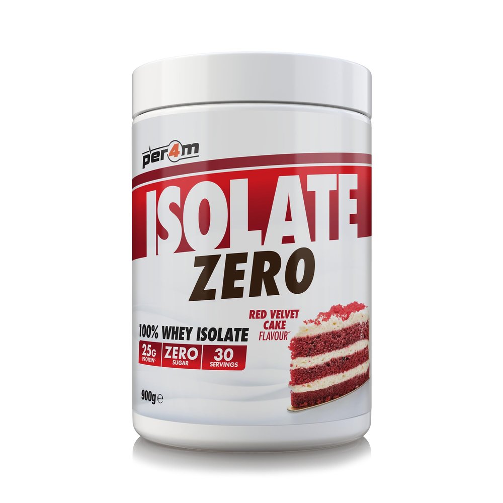 Per4m Isolate Zero Premium Whey Protein Powder | Superior Flavour Ultra Filtered + Amino Acids | Fast Absorbing Zero Sugar Gluten Free Shake for Lean Muscle & Recovery (900g, Red Velvet Cake)