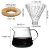 Pour Over Coffee Maker with Glass Filter Cup, Coffee Dripper with Walnut Collar, Glass Coffee Dripper Brewer and Glass Coffee Pot for Camping, Hiking(600ml) view 2