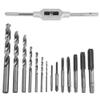 15Pcs Metric Thread Machine Taps Set, Tap and Die Set, Alloy Steel Tap Wrench Screw Taps Twist Drill Bit Set Metal Processing Tools view 1