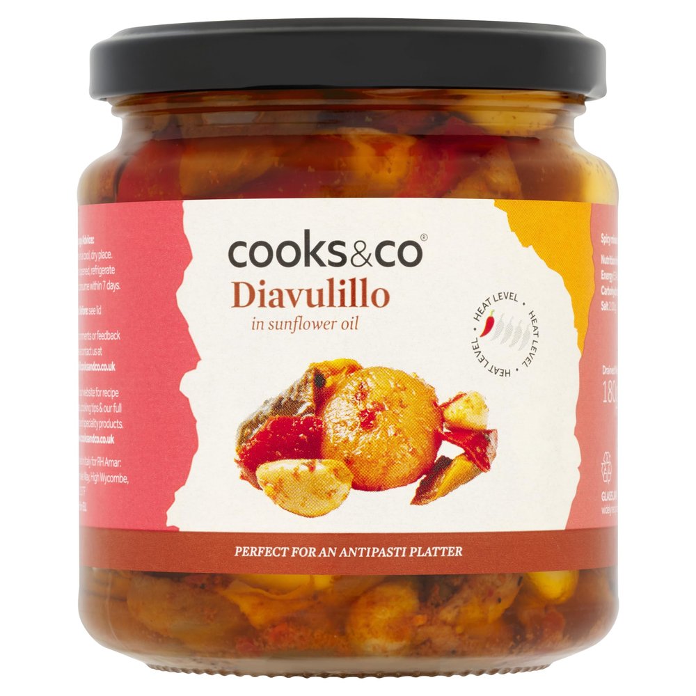 Cooks&Co Grilled Diavulillo Mixed Spicy Vegetables in Oil 280g (Pack of 6)