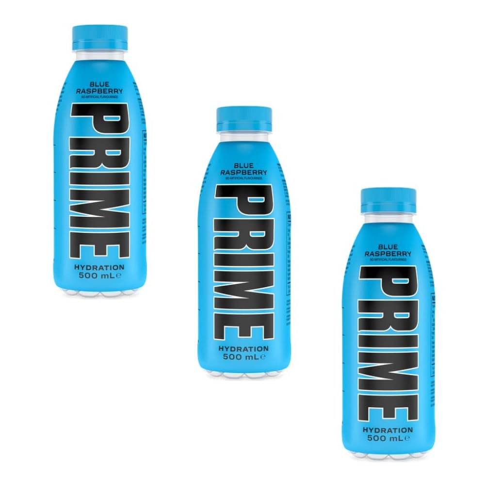 Prrime Energy Drink 500ml - Blue Raspberry - Power Up Your Day With This Refreshing Prrime Energy Drink - Pack of 3