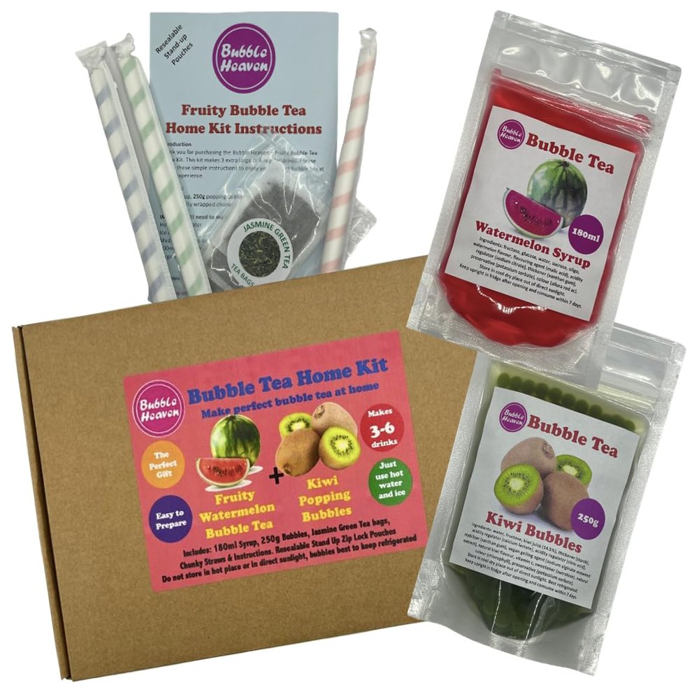 Fruity Watermelon with Kiwi Popping Bobas Bubble Tea Kit 3 to 6 Drinks
