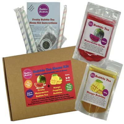 Fruity Watermelon with Mango Popping Bobas Bubble Tea Kit 3 to 6 Drinks