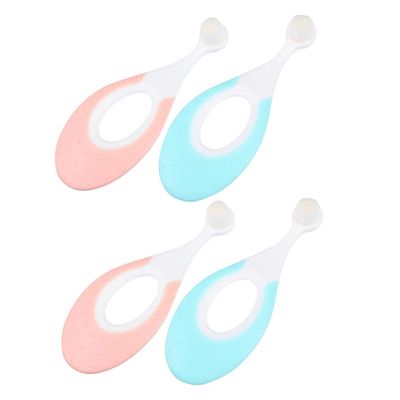 Beaupretty Baby Toothbrush 4pcs Soft Bristles Toddler Training Toothbrush Set for Infants Gentle Gum Care Pink and Blue Colors Suitable for Newborns and Babies