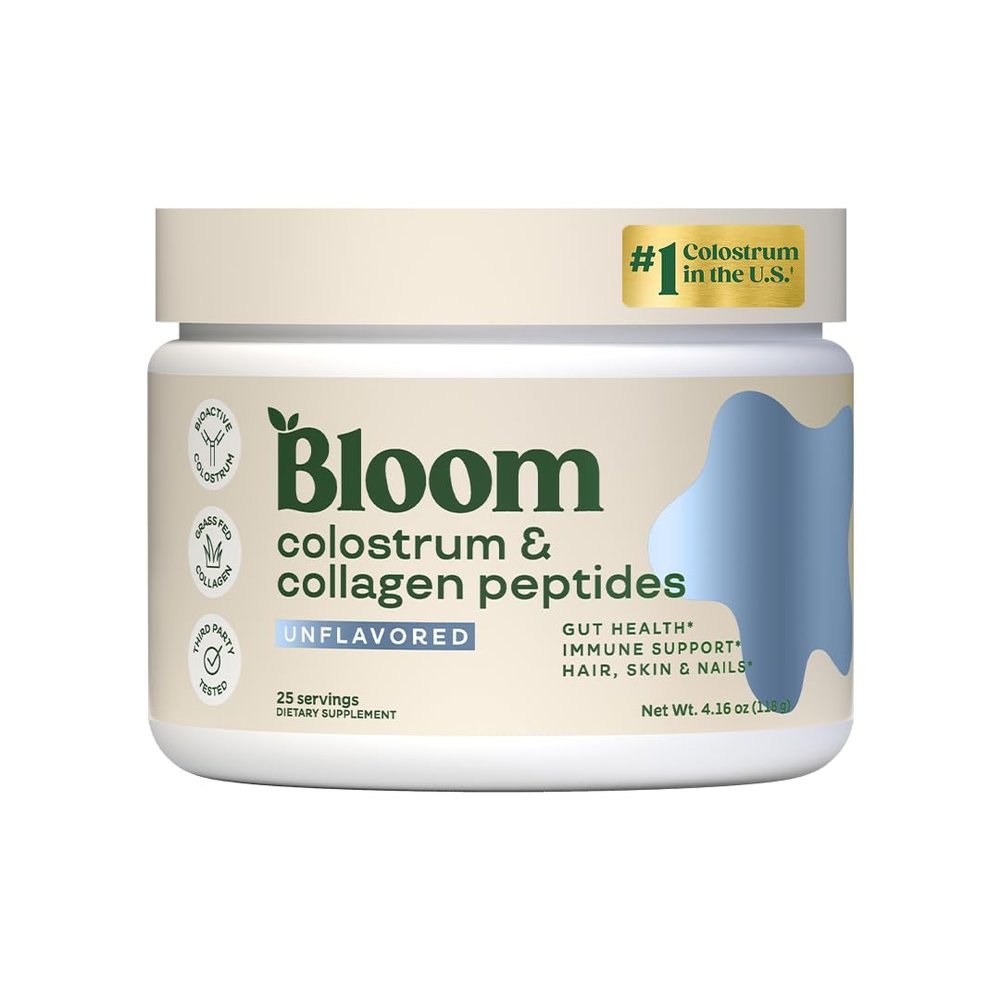 Bloom Nutrition Bovine Colostrum Powder for Gut Health, Immune Support, Hair Growth & Beauty Supplement, Gluten Free, Sugar Free | Pure 40% IgG Premium Colostrum Superfood, Unflavored, 25 Servings