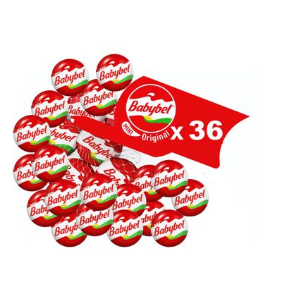Mini Babybel Original Cheese Semisoft Snacks 20g- Lactose Free (Pack of 36, Original)