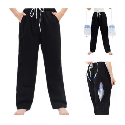Lmaray Catheter Leg Pocket Pants Nephrostomy Bag Urine Bag Ostomy Support with Two Pockets, black, XXL