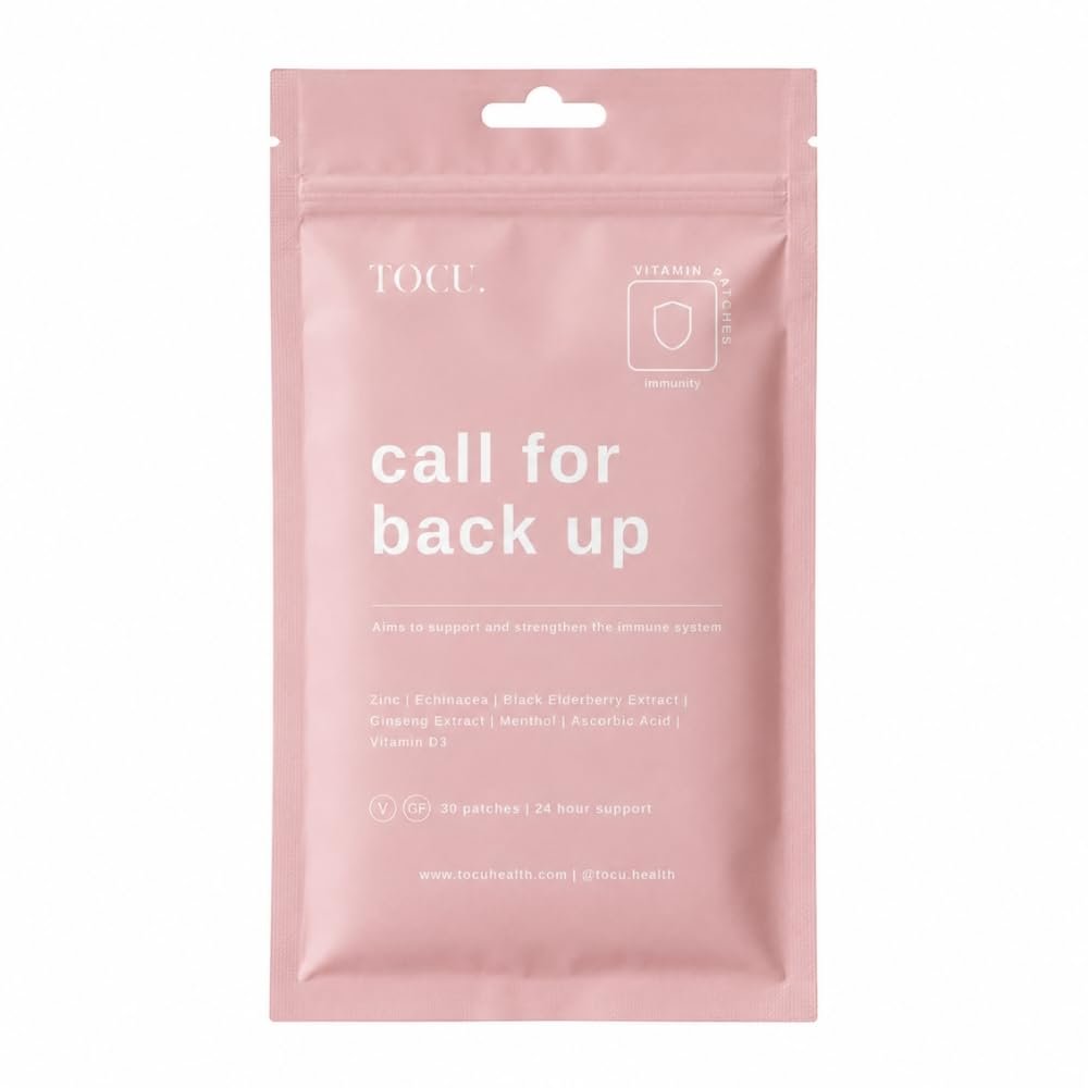 TOCU Call for Back Up | Immune Support Patches | Supports Immune System, Recovery & Antioxidant Defence | Vitamin C, Zinc & Echinacea | Vegan & Hypoallergenic | 30 Patches (1 Month Supply)