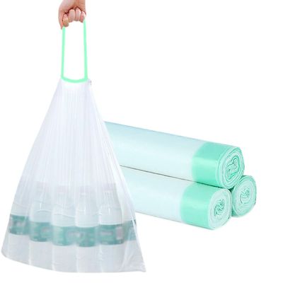 4 Gallon Small Trash Bags 45Count Bathroom, Thickened Drawstring Faint Scented White Mini Garbage Bags for Home, Office, Kitchen, 60 Count (Green Drawstring 45Count)