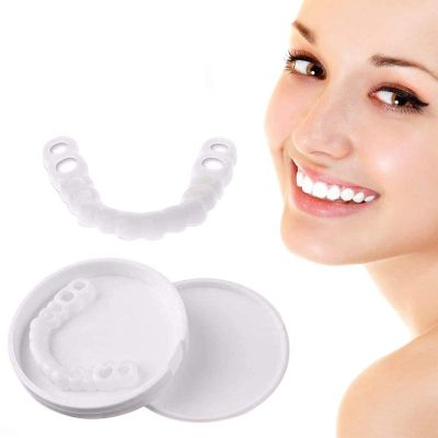 Wttfc 2 Pairs Instant Dentures Nature And Comfortable,Whitening Cosmetic Tooth Covering,Snap on Veneers Teeth Top Bottom for Men Women Regain Confident Smile