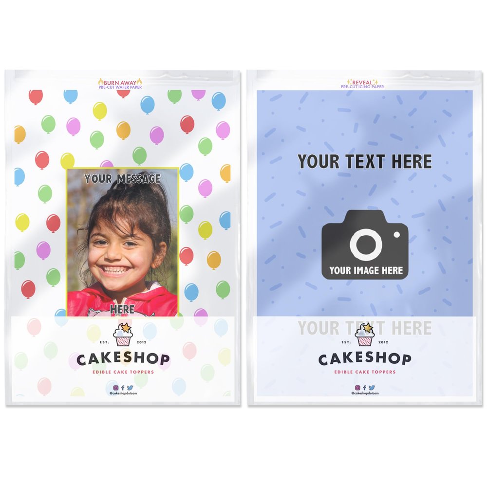 Cakeshop Colourful Balloon Pattern Border Edible Burn Away Edible Cake Topper Pack | 1 x Icing sheet & 1 x Wafer Sheet | Personalise With Your Custom Images and Text | Multiple Shapes & Sizes