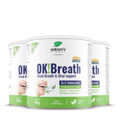Nature's Finest by Nutrisslim OK!Breath - 6-in-1 Digestive Enzyme Complex, Natural Freshener and Bad Breath Treatment for Adults, Patented DigeZyme Formula