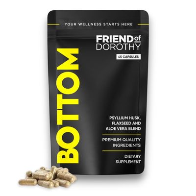 Friend of Dorothy - Bottom - Fiber Supplement - Psyllium Husk, Flaxseed & Aloe Vera - Digestive Support, Healthy Regularity & Daily Fiber for Men - 45 Capsules
