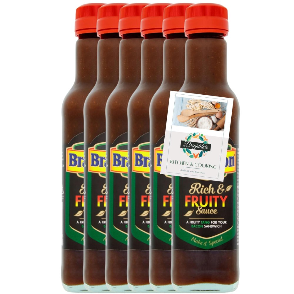 Brown Sauce Bundle with Branston Rich and Fruity Sauce 6 Pack 245g + Brightdale Kitchen Booklet