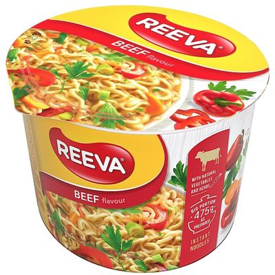 Reeva Instant Beef Noodles Pot 75g - Pack of 5