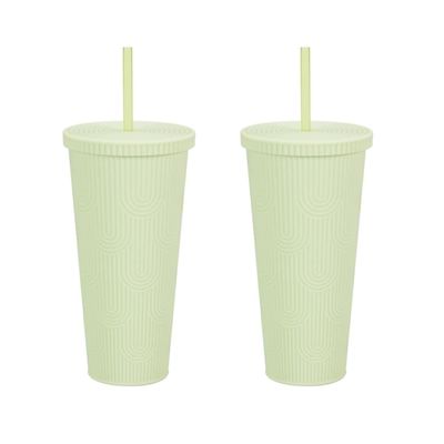 BargainsMania Sofft Touch Textured Soda Cup 650ml - Green - Enjoy a Cold Drink In This Textured Coloured Sofft Touch Soda Cup 650ml - Pack of 2