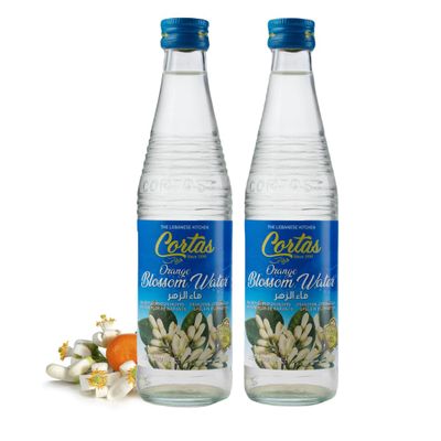 CORTAS Orange Blossom Water  100% Pure & Natural Floral Essence for Culinary and Beauty Use (2 x 300ml, Orange Blossom)